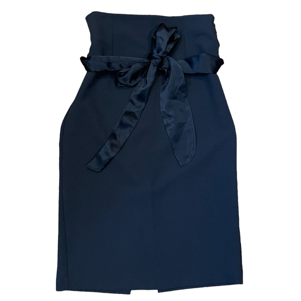 Zara Black Midi Waist Tie Skirt Size S